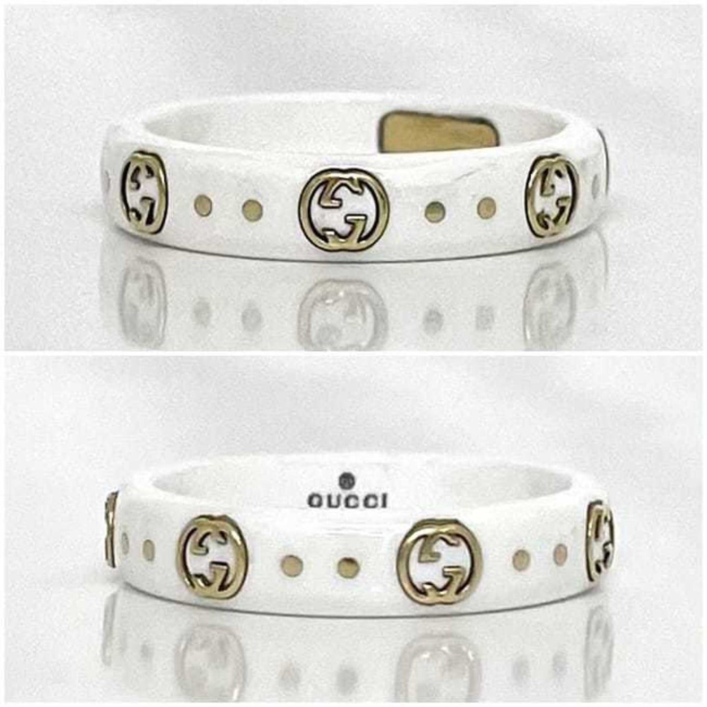 Gucci White Yellow Gold Ceramic Yellow Gold (18K) Band Ring ( )