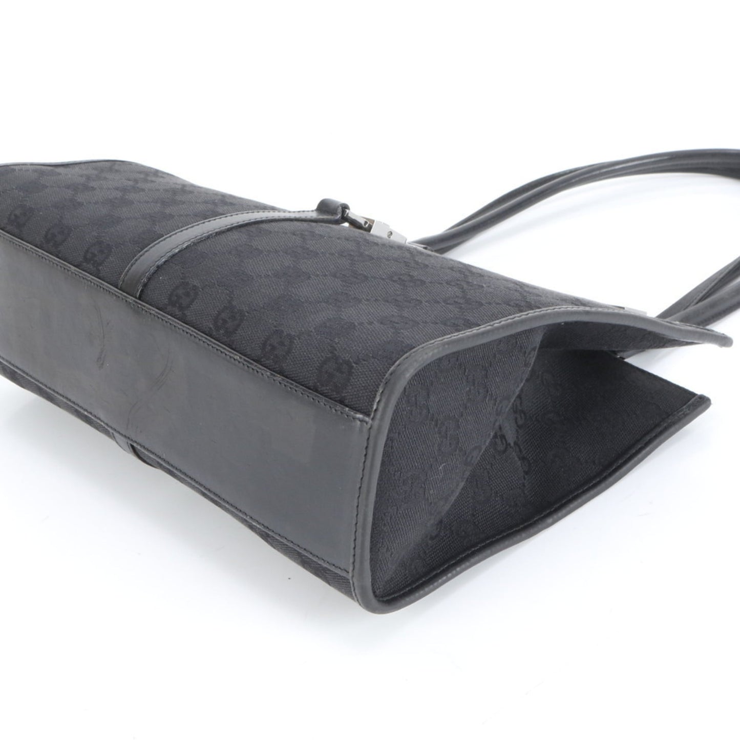 Gucci Black Leather Canvas Tote Bag ( )