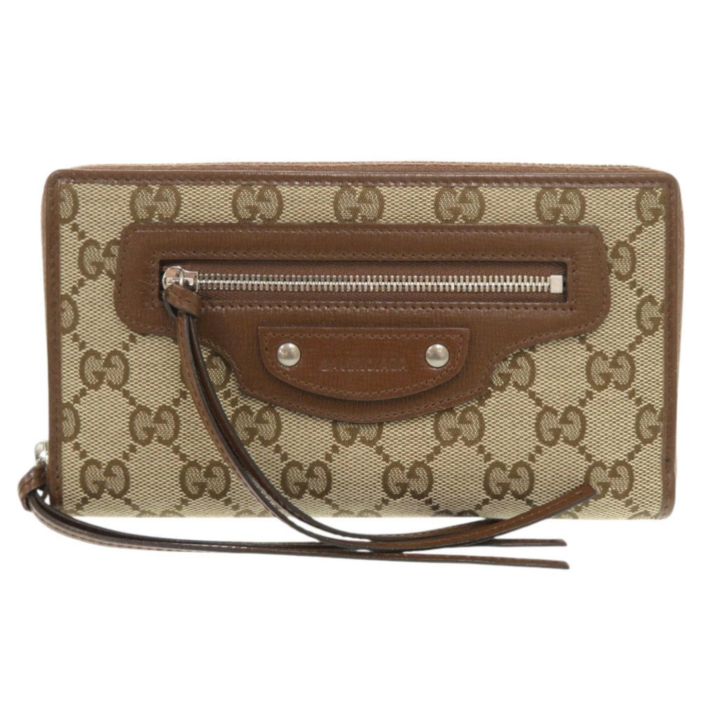 Gucci Beige Brown Gg Canvas Leather Long Wallet (Bi-Fold) ( )
