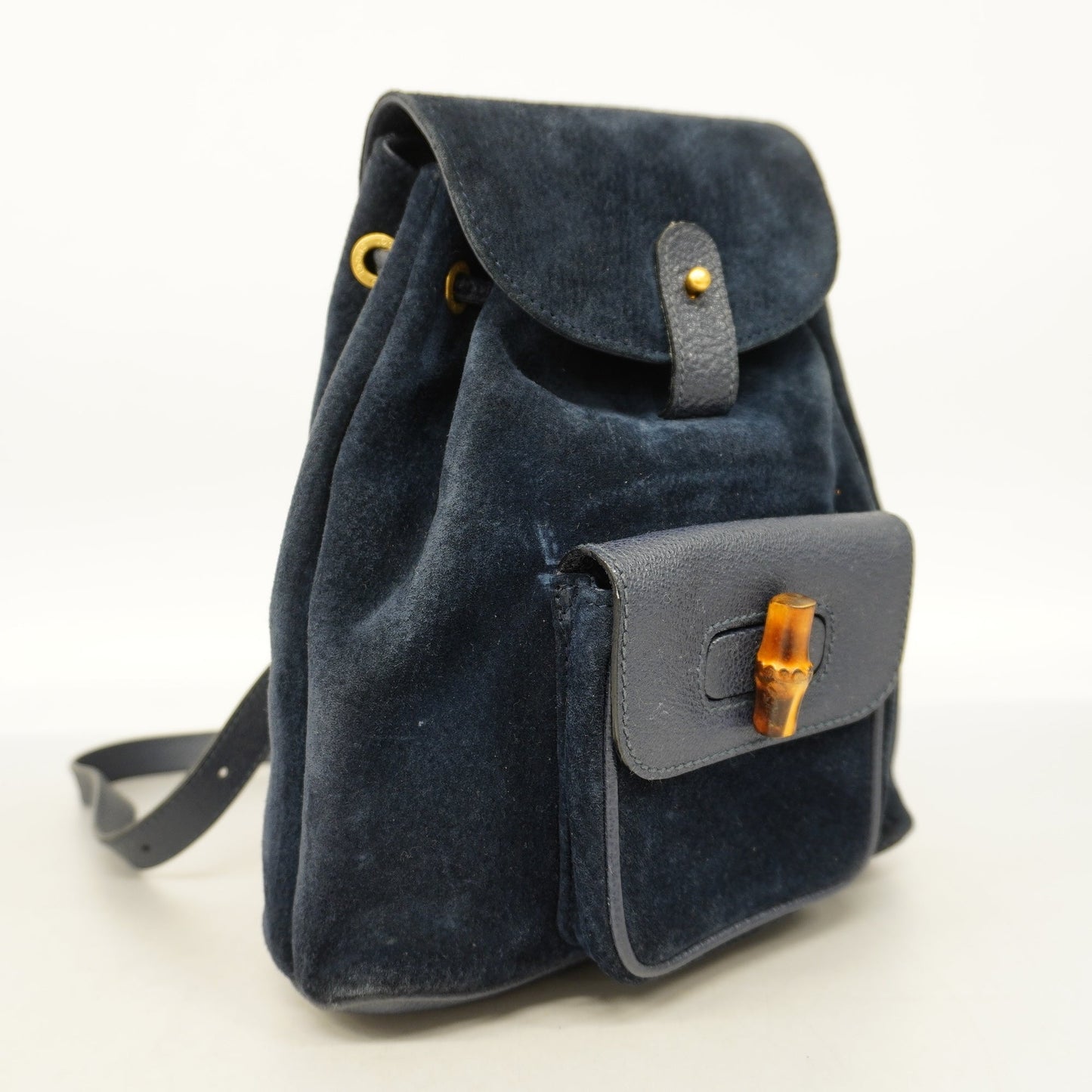 GUCCI Auth  Bamboo Rucksack 003 1956 0030 Women's Leather,Suede Backpack Navy