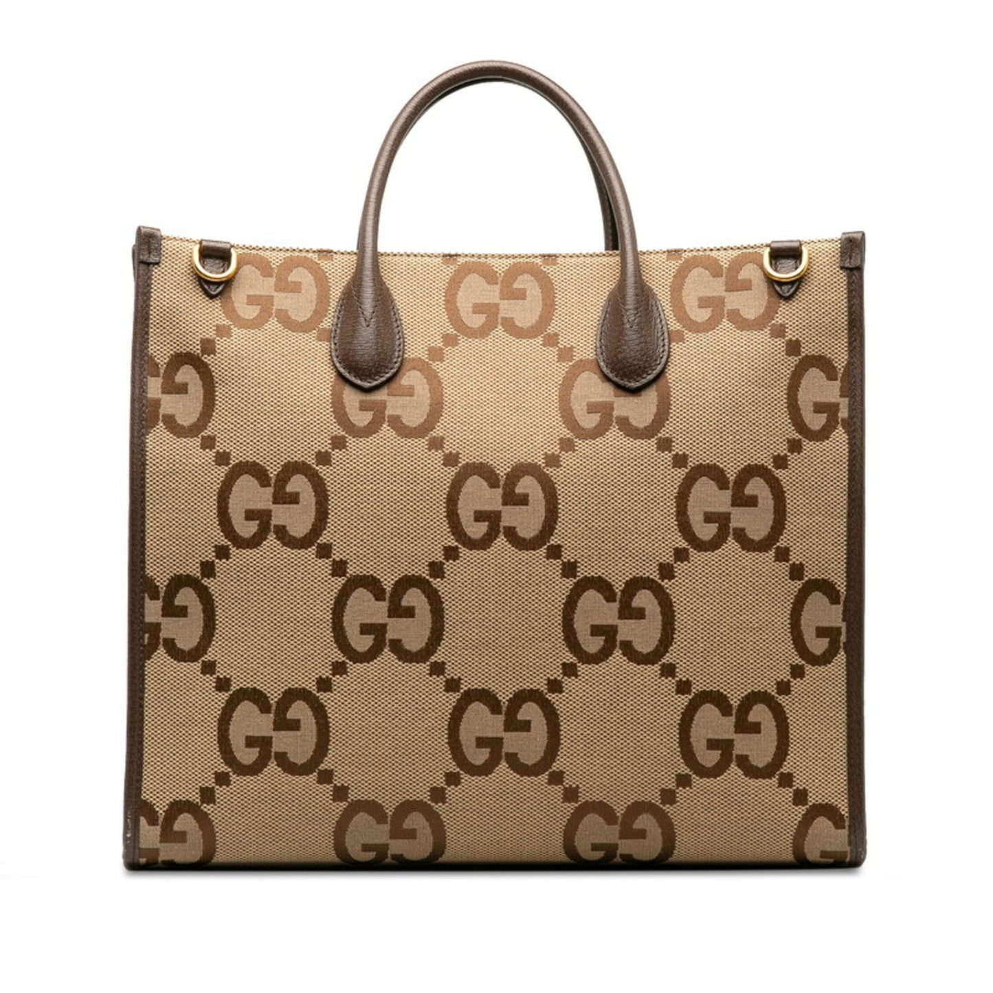 Gucci Beige Multi-Color Canvas Leather Shoulder Bag Tote Bag ( )