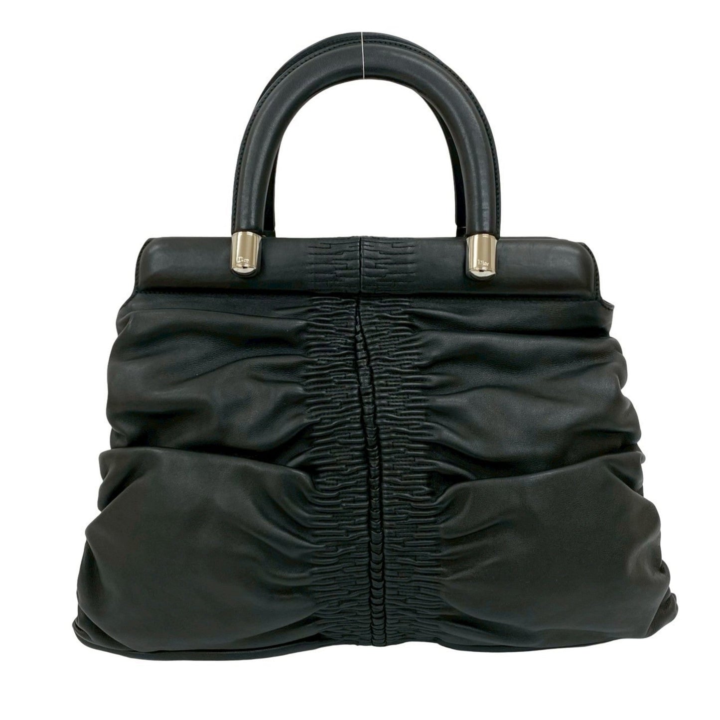 Christian Dior Black Leather Handbag Tote Bag ()
