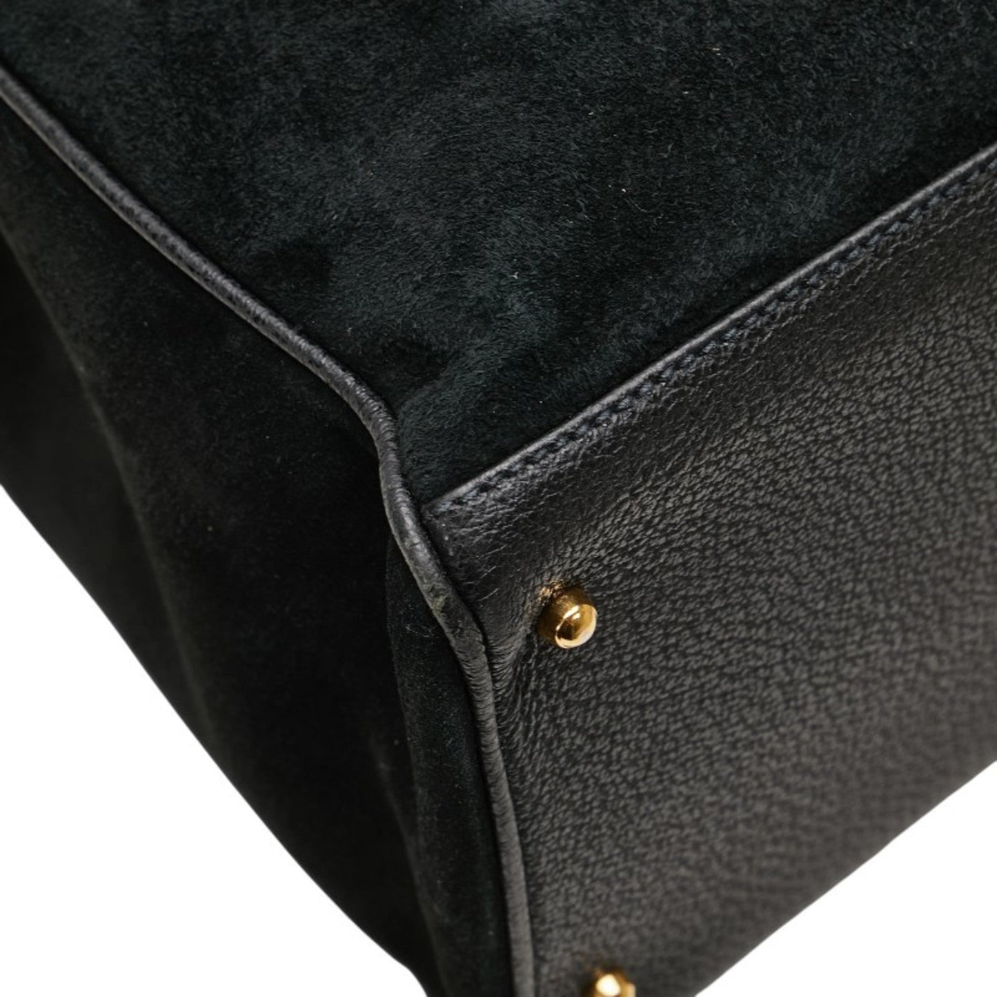 Gucci Bamboo Black Suede Leather Shoulder Bag Tote Bag ( )