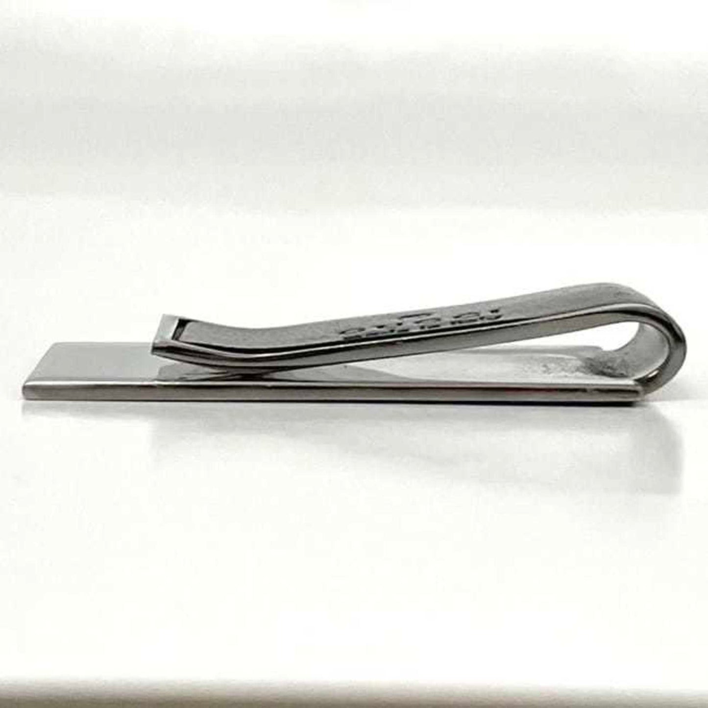 Gucci Black Silver Leather Metal Money Clip ( )