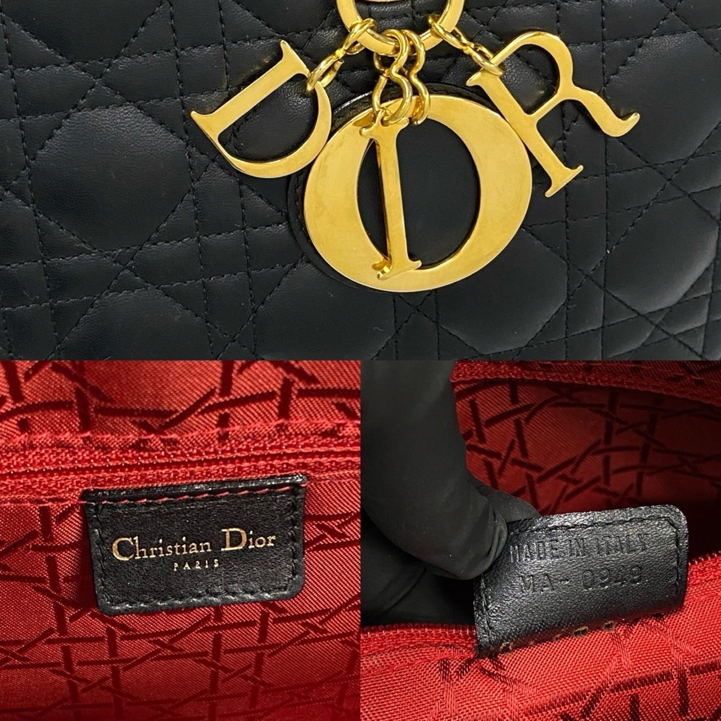 Christian Dior Black Leather Handbag Tote Bag ()