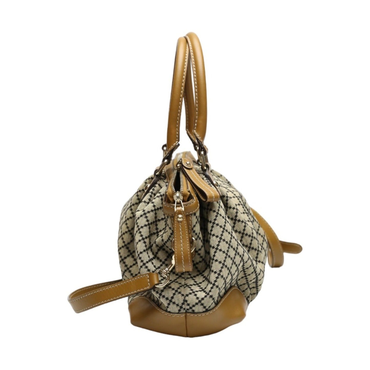 Gucci Beige Brown Canvas Shoulder Bag Tote Bag ( )