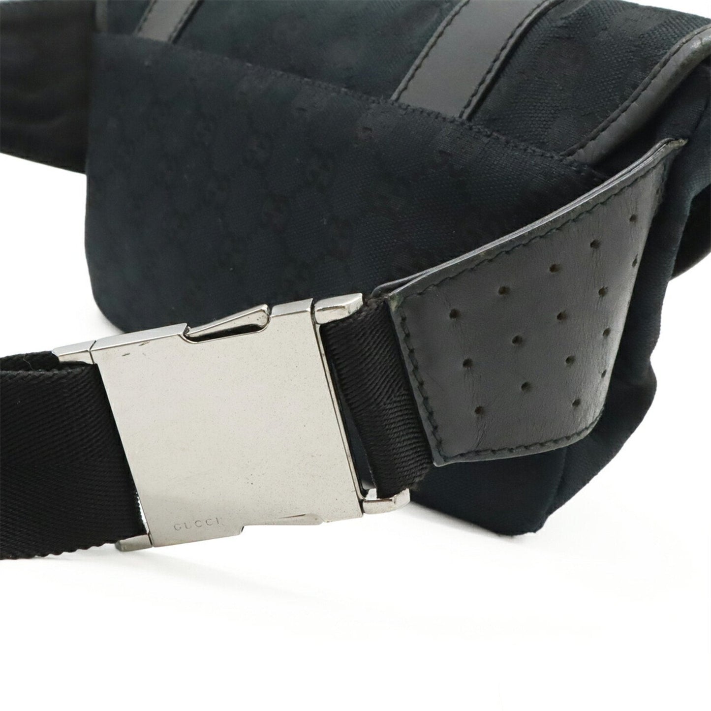 Gucci Black Gg Canvas Leather Pouch Sling Bag ( )