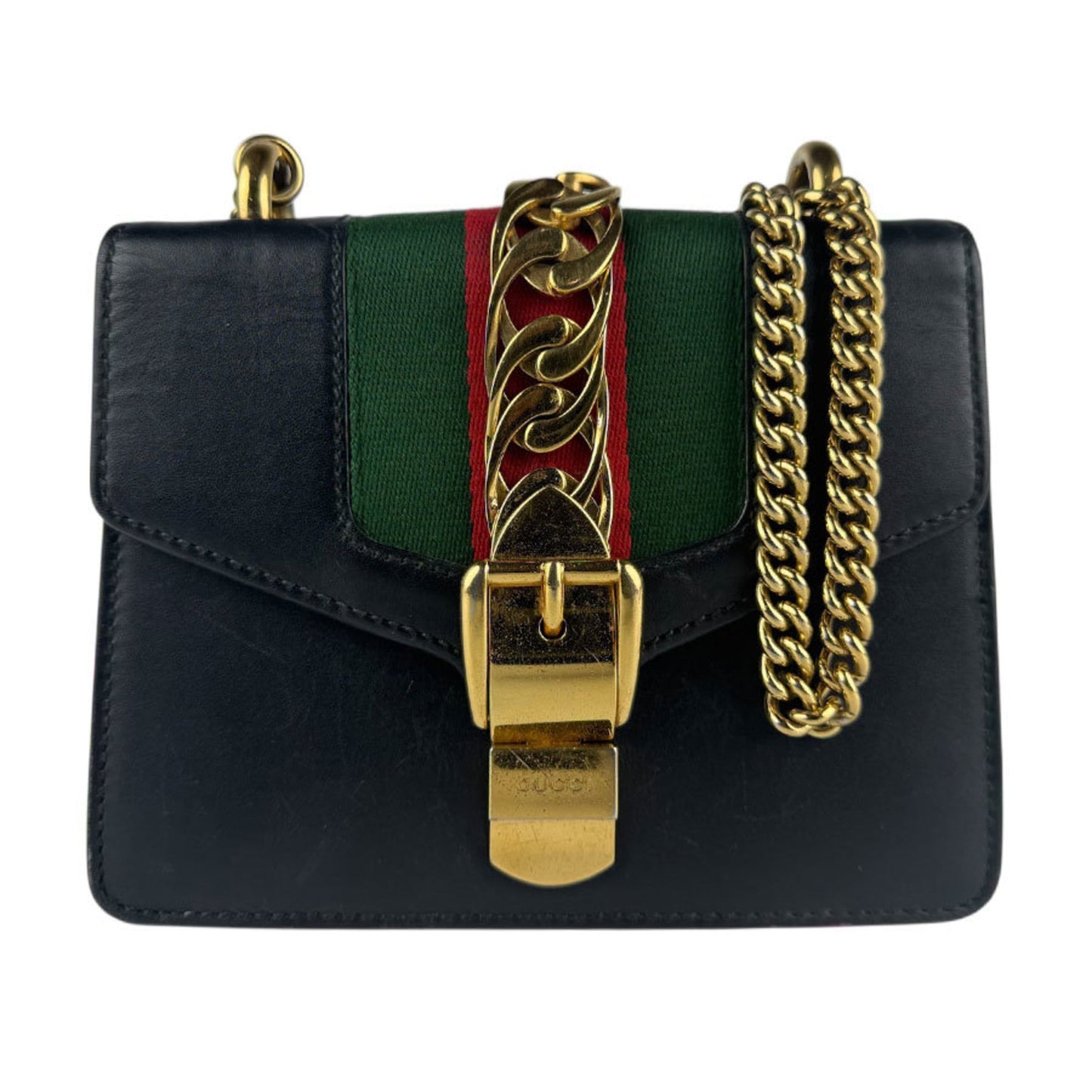 Gucci Black Leather Metal Shoulder Bag ( )