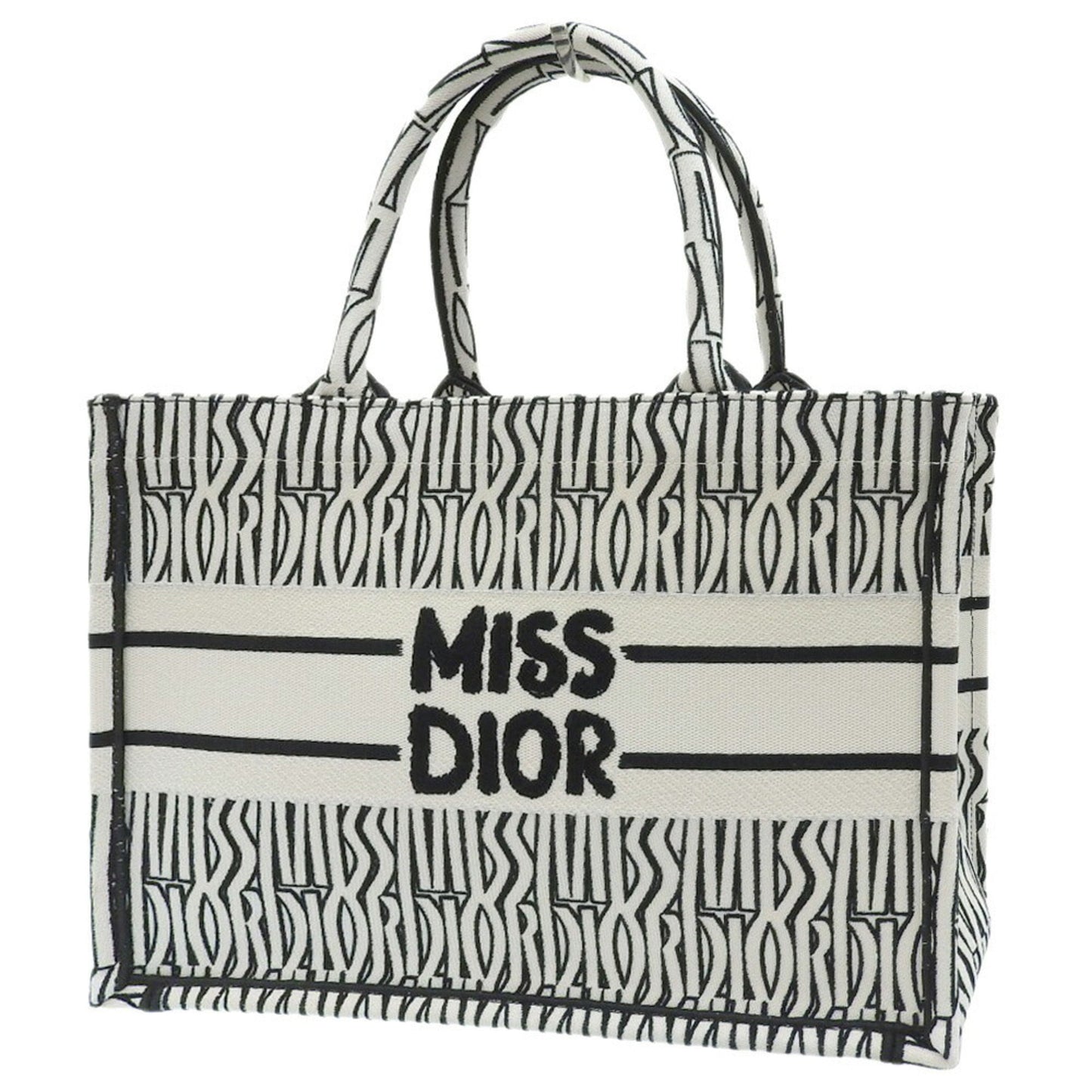 Christian Dior Black White Jacquard Tote Bag ()