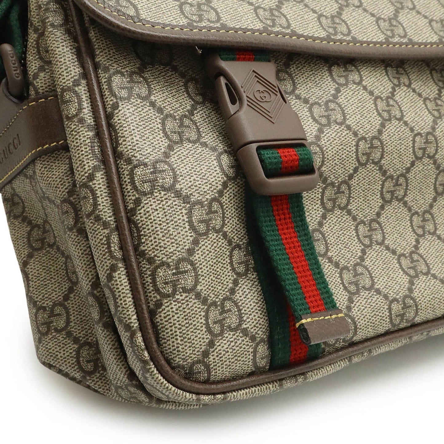 Gucci Beige Brown Green Red Color Pvc Leather Shoulder Bag ( )