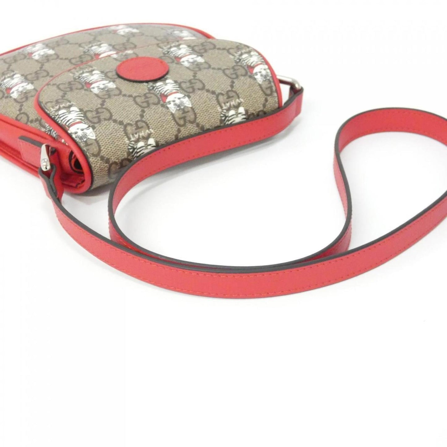 Gucci Brown Red Color Gg Supreme Canvas Shoulder Bag ( )