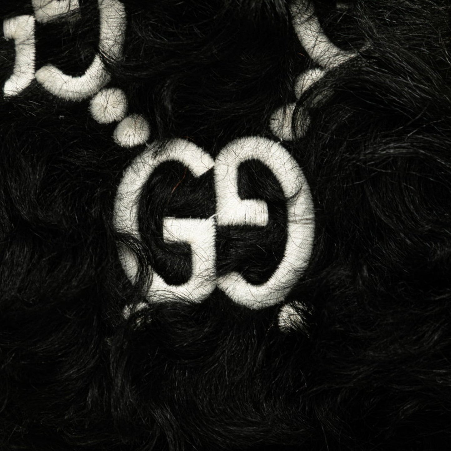 Gucci Black White Faux Fur Leather Handbag Shoulder Bag ( )