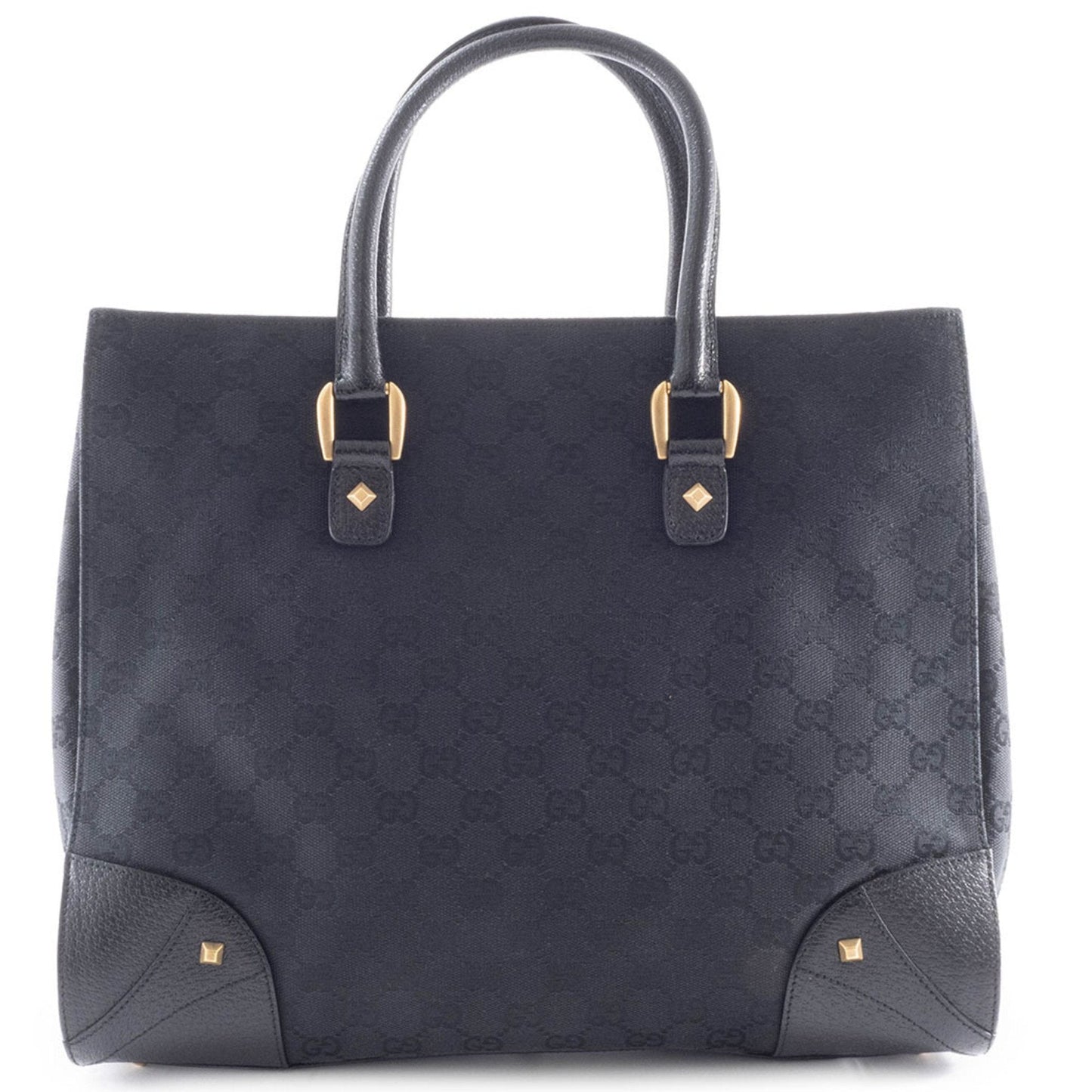 Gucci Gg Canvas Black Gg Canvas Leather Tote Bag ( )
