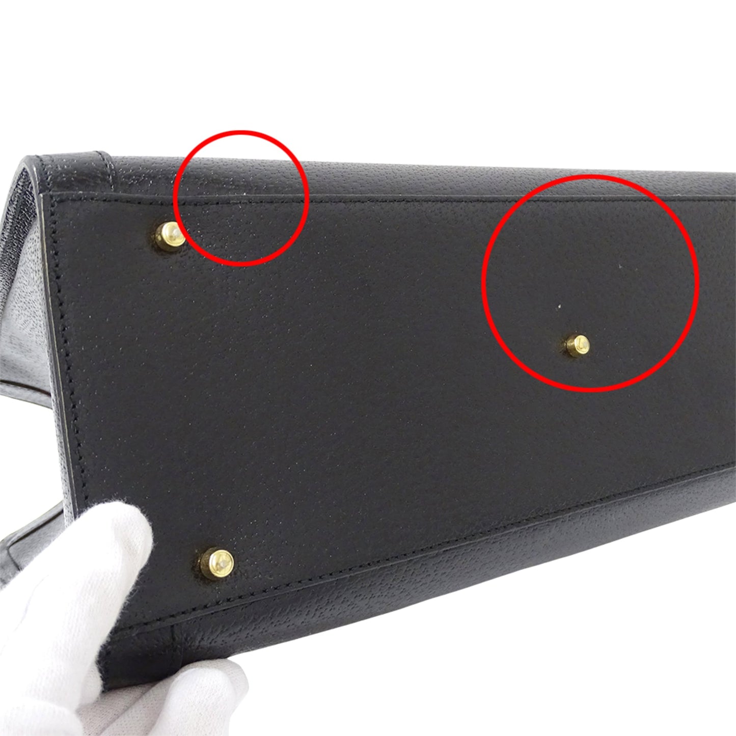 Gucci Black Leather Handbag Tote Bag ( )