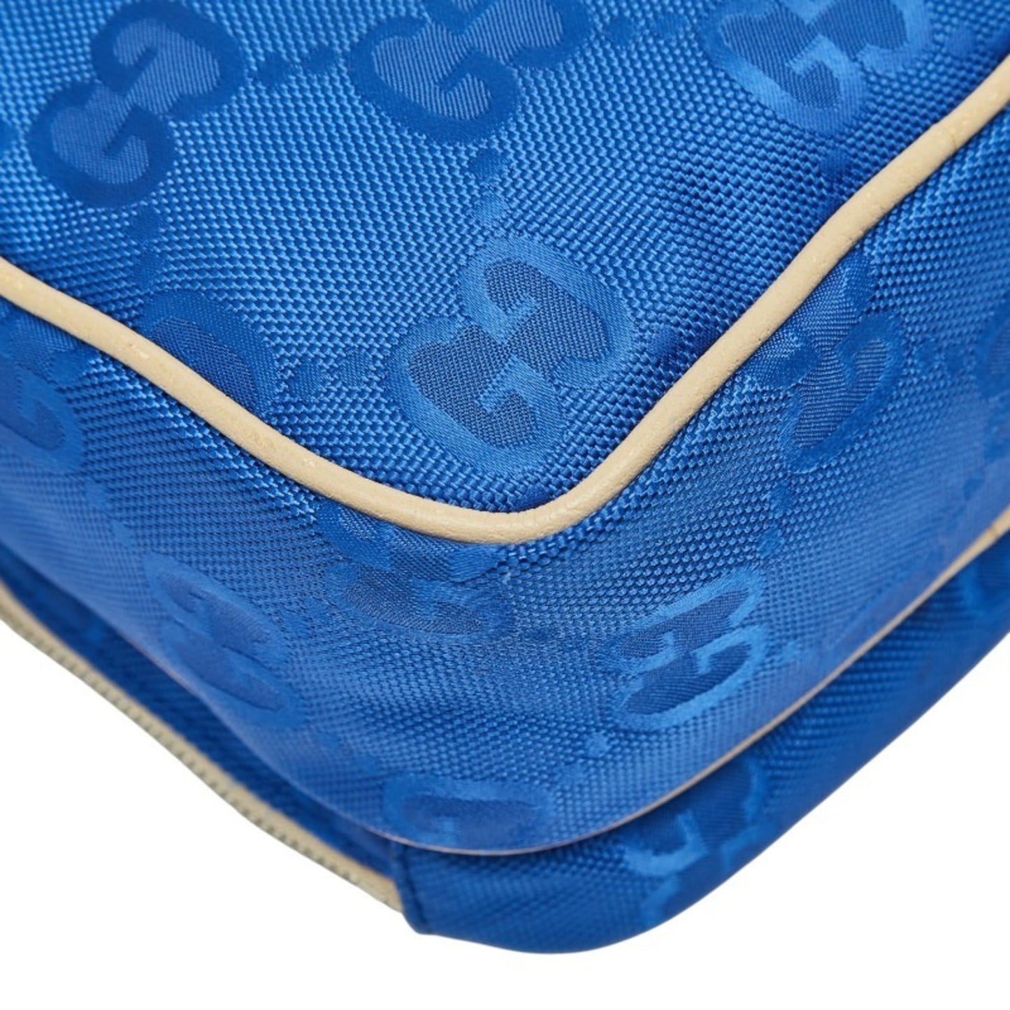 Gucci Blue Nylon Leather Handbag Shoulder Bag ( )