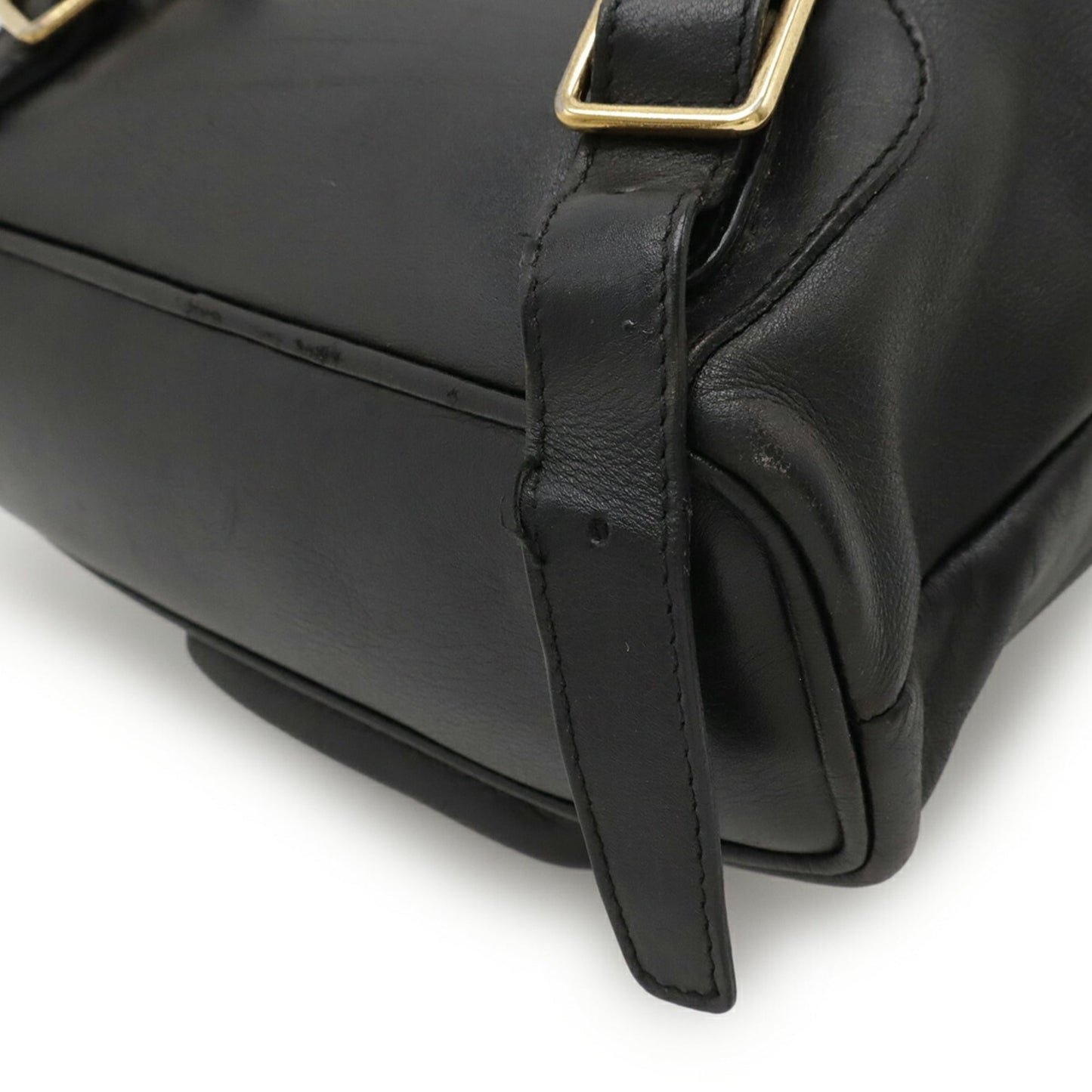 Gucci Black Bamboo Leather Backpack Shoulder Bag ( )