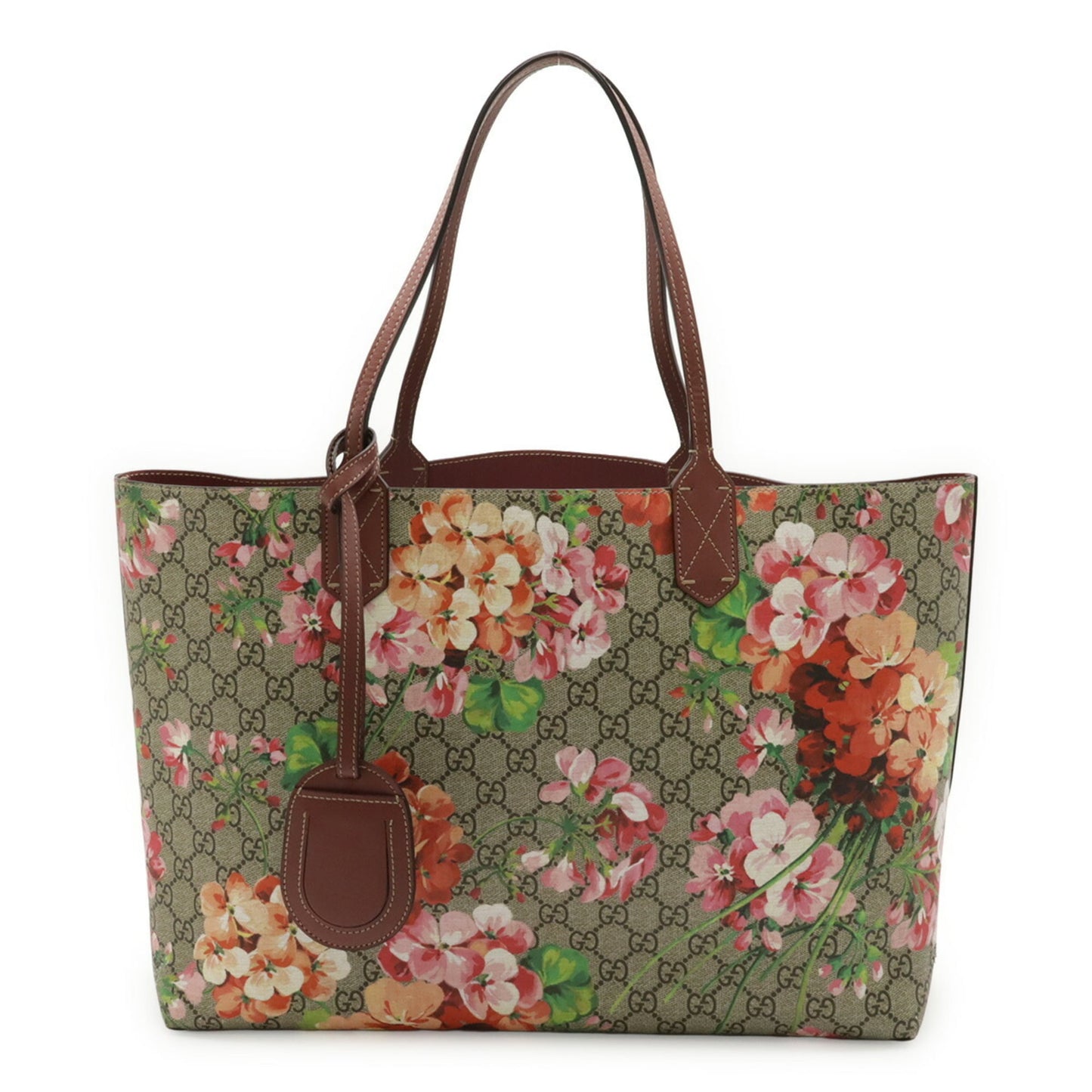 Gucci Gg Blooms Beige Pink Multi-Color Gg Supreme Leather Shoulder Bag Tote Bag ( )
