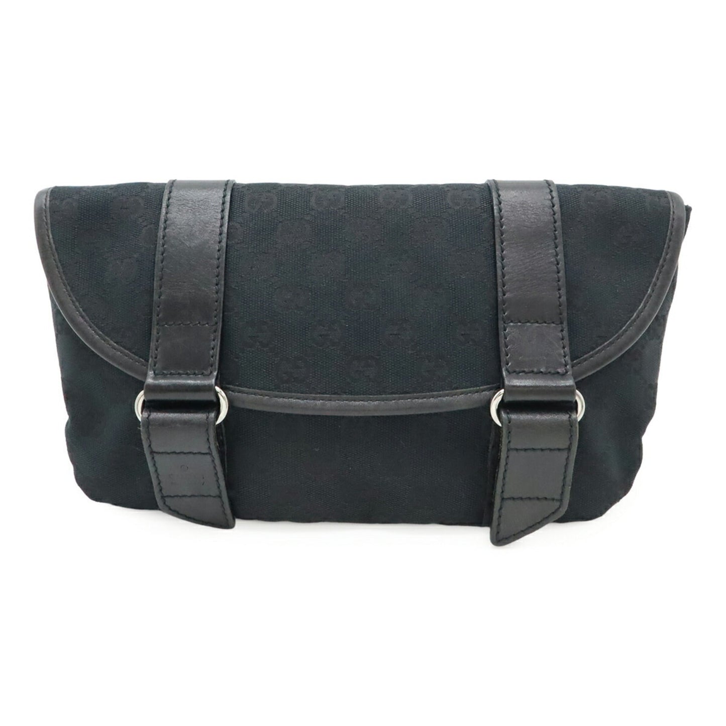 Gucci Black Gg Canvas Leather Pouch Sling Bag ( )