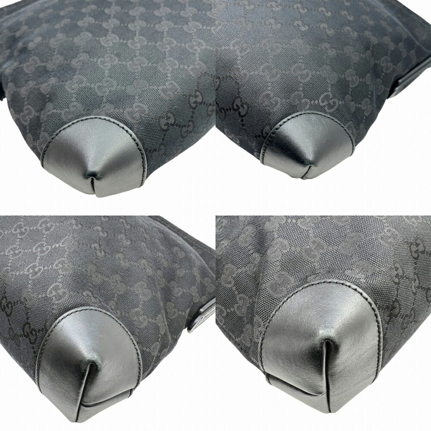 Gucci Black Gg Canvas Leather Shoulder Bag ( )
