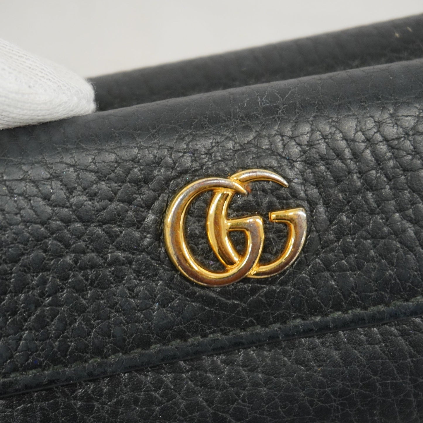 GUCCI Auth  GG Marmont Gold Hardware 523277 Women's Leather Wallet [tri-fold]