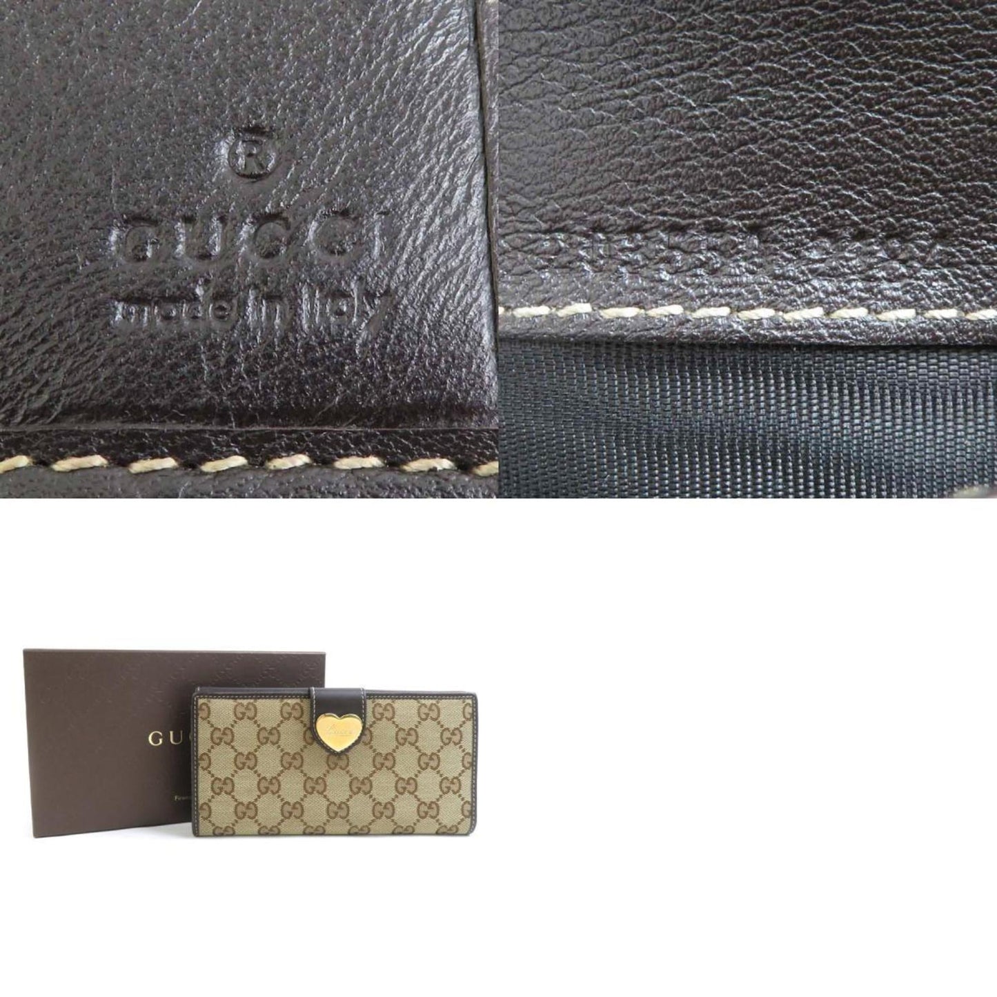 Gucci Brown Gg Canvas Leather Long Wallet (Bi-Fold) ( )