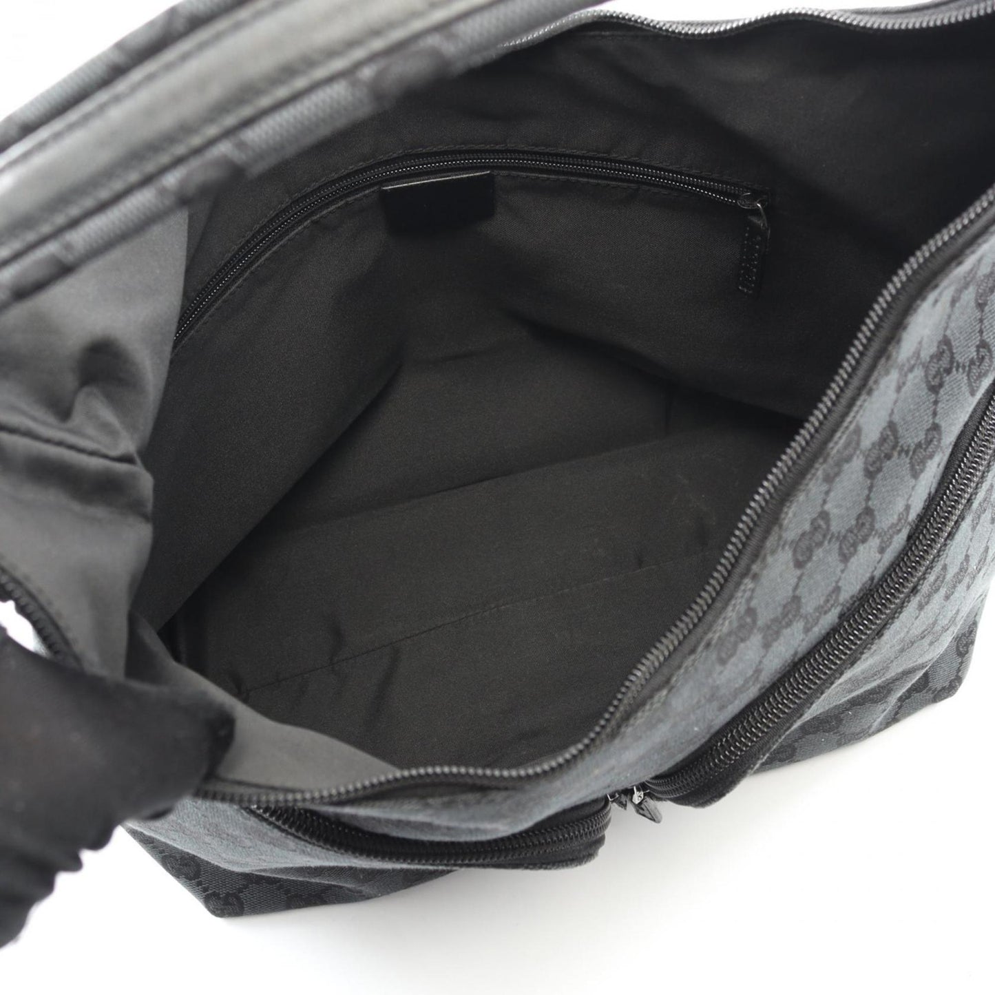 Gucci Gray Canvas Leather Shoulder Bag ( )