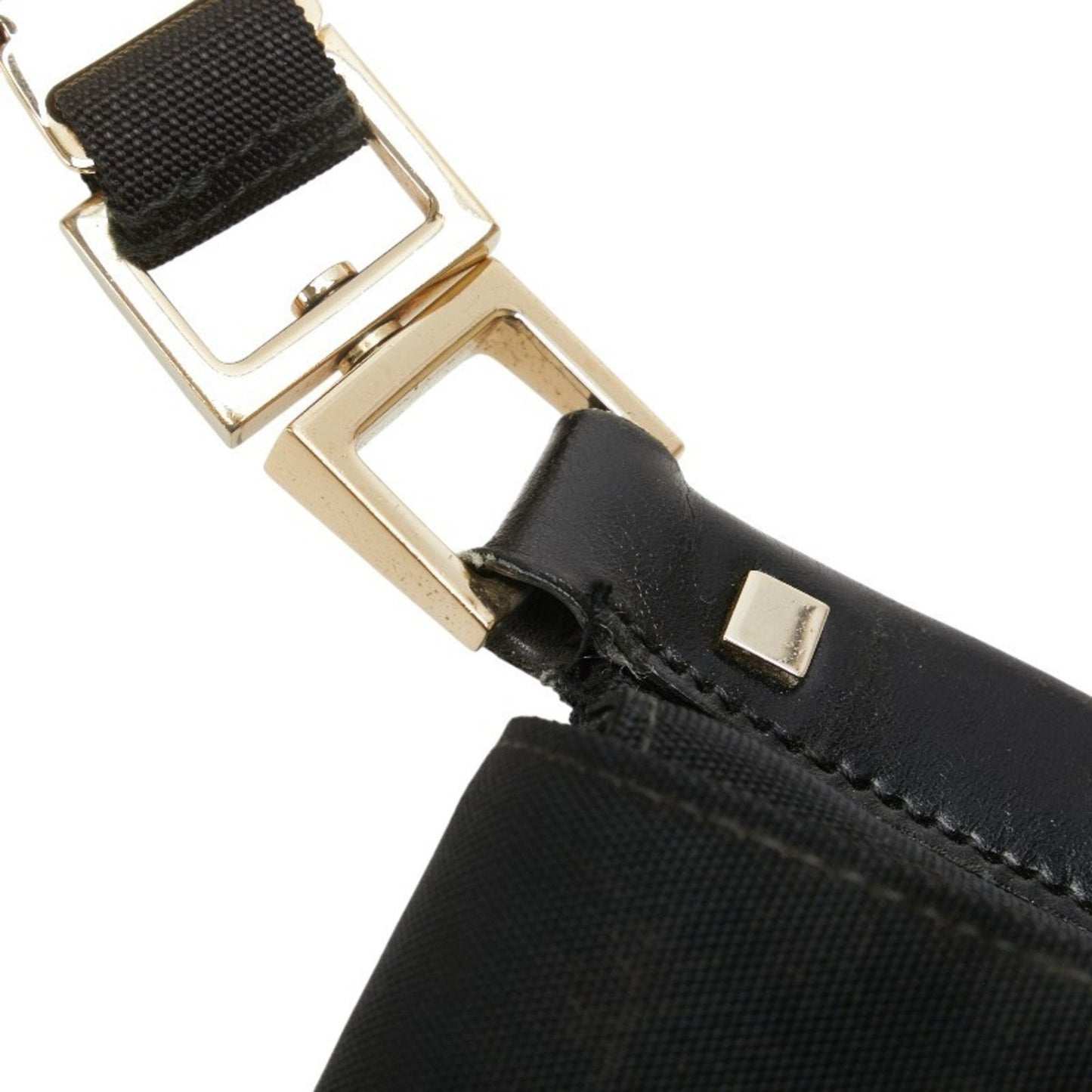 Gucci Black Leather Nylon Canvas Shoulder Bag ( )