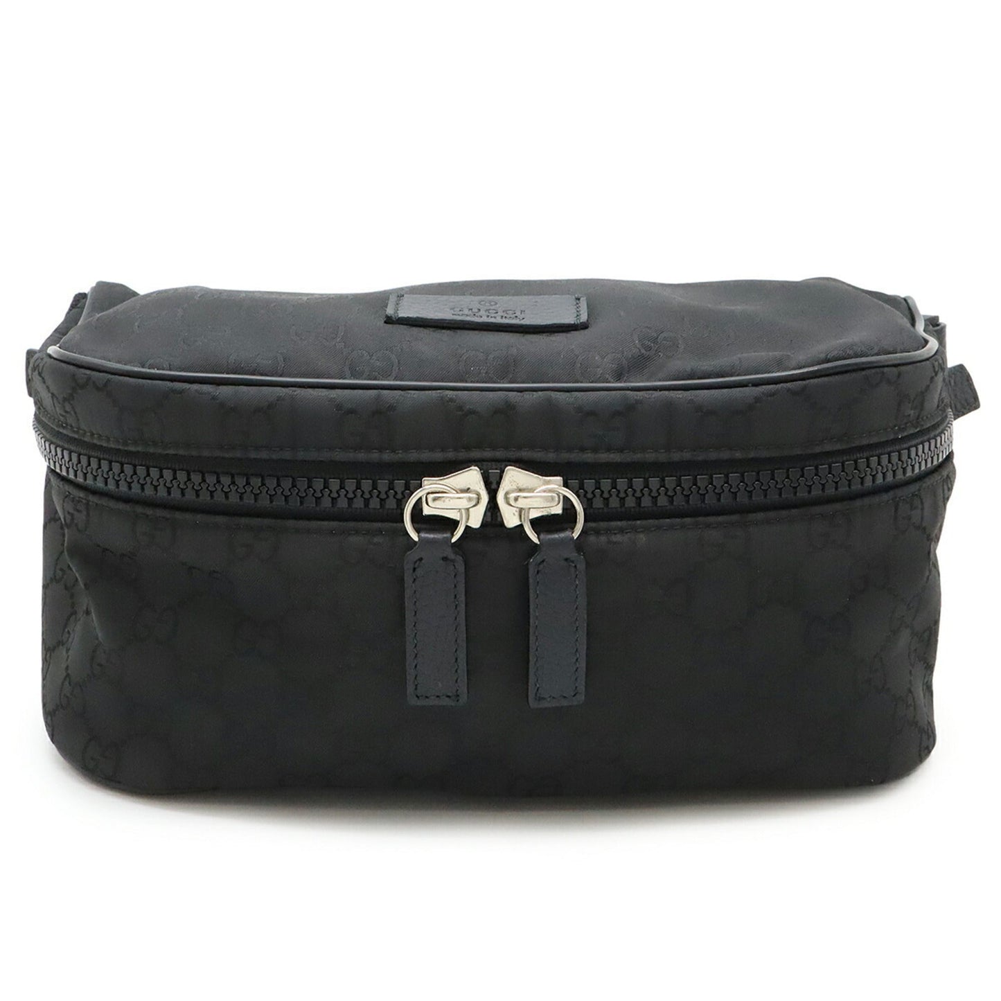 Gucci Black Gray Nylon Leather Pouch Shoulder Bag Sling Bag ( )