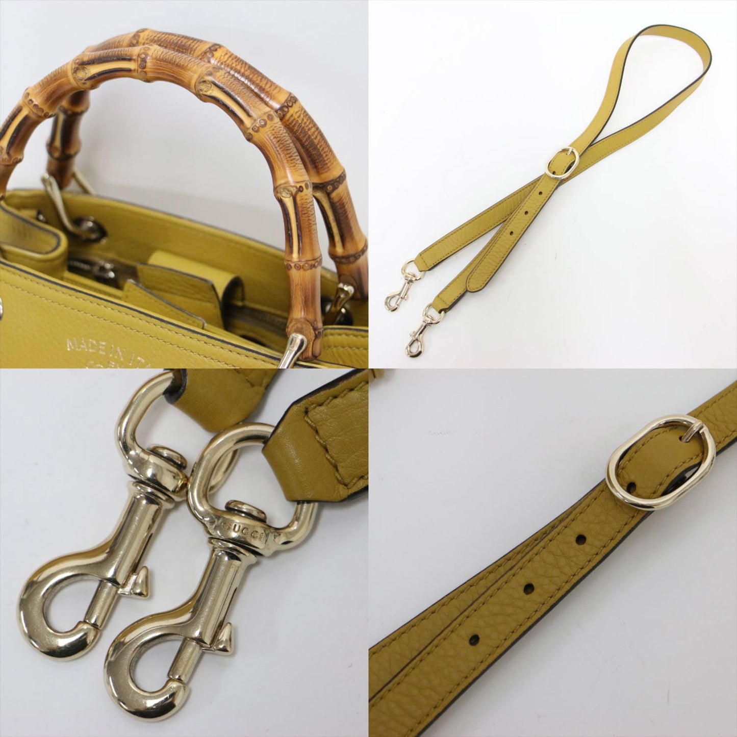 Gucci Mustard Leather Canvas Handbag Shoulder Bag ( )