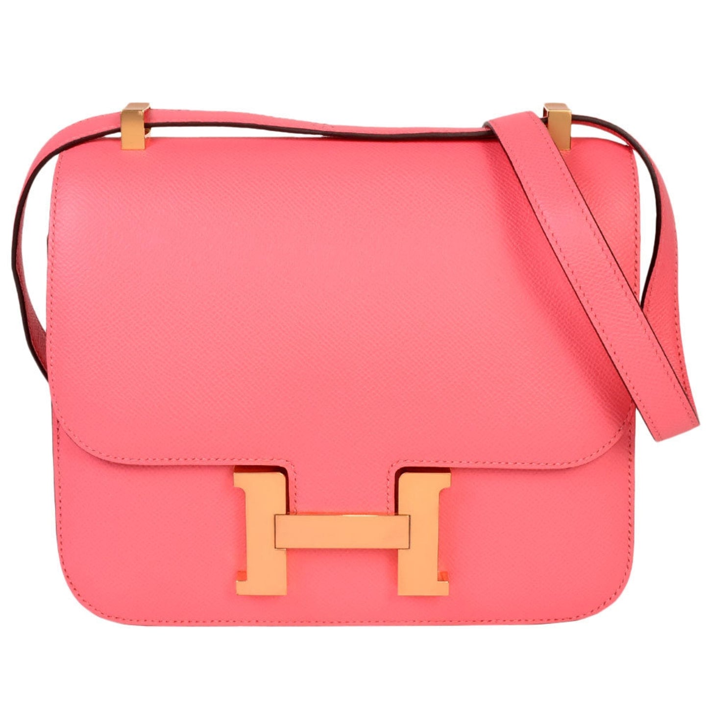 Hermes Constance Pink Rose Azalee Evercalf Leather Shoulder Bag ( )