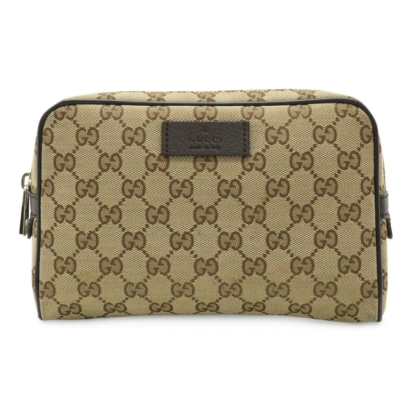 Gucci Gg Canvas Beige Dark Brown Gg Canvas Leather Pouch Sling Bag ( )