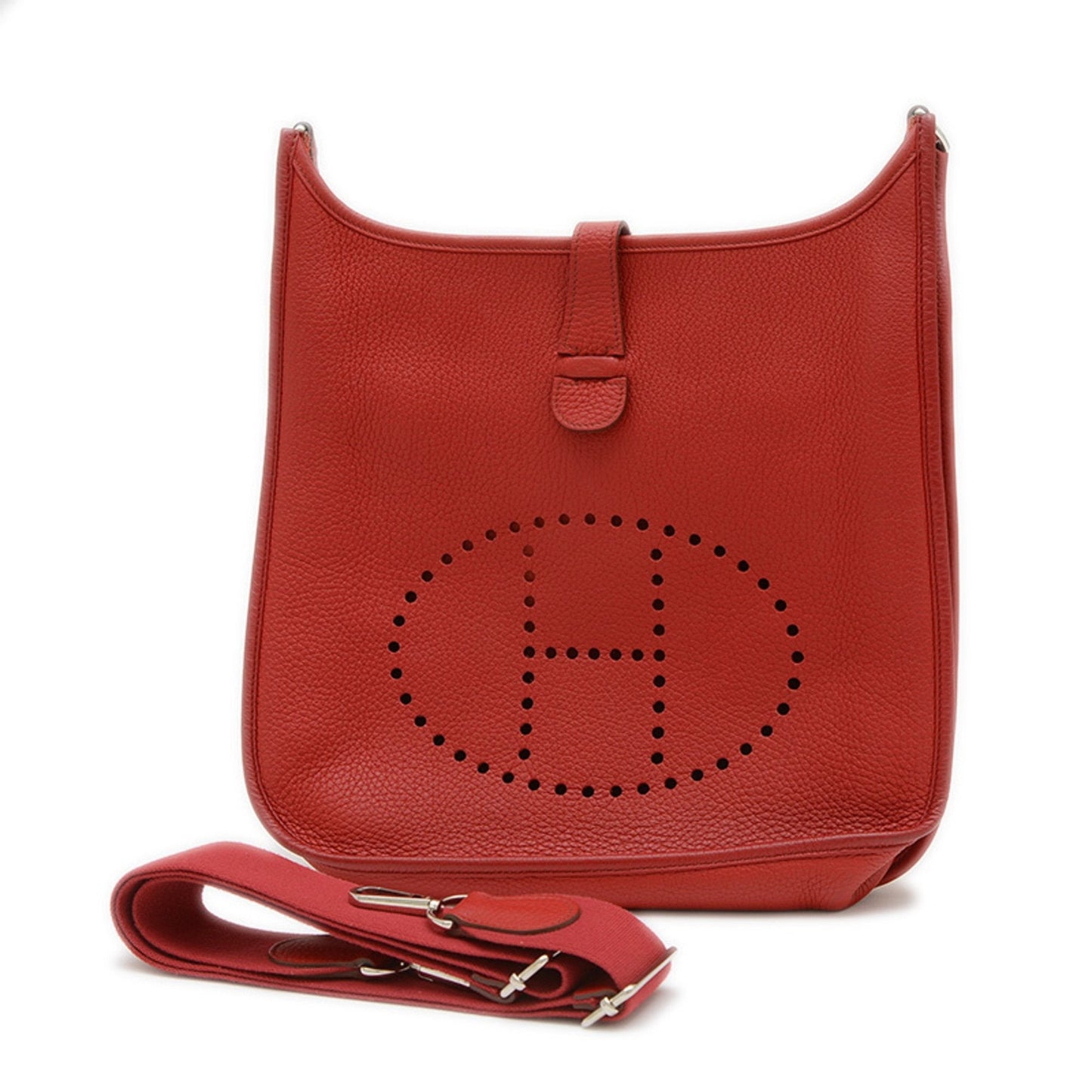 Hermes Red Color Rouge Garance Taurillon Clemence Leather Shoulder Bag ( )