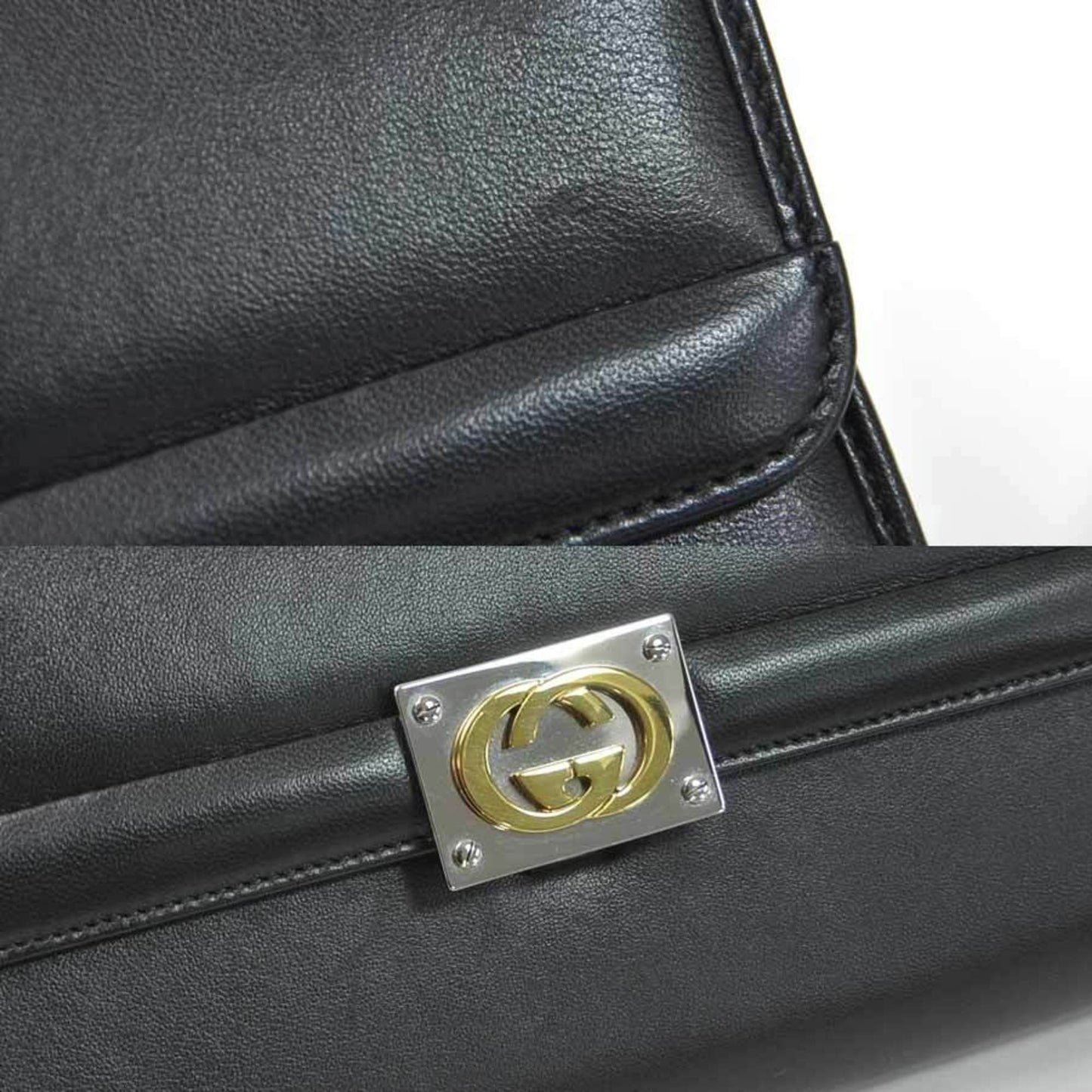 Gucci Interlocking G Black Leather Shoulder Bag