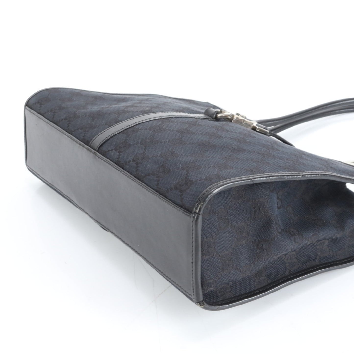 Gucci Black Leather Canvas Tote Bag ( )