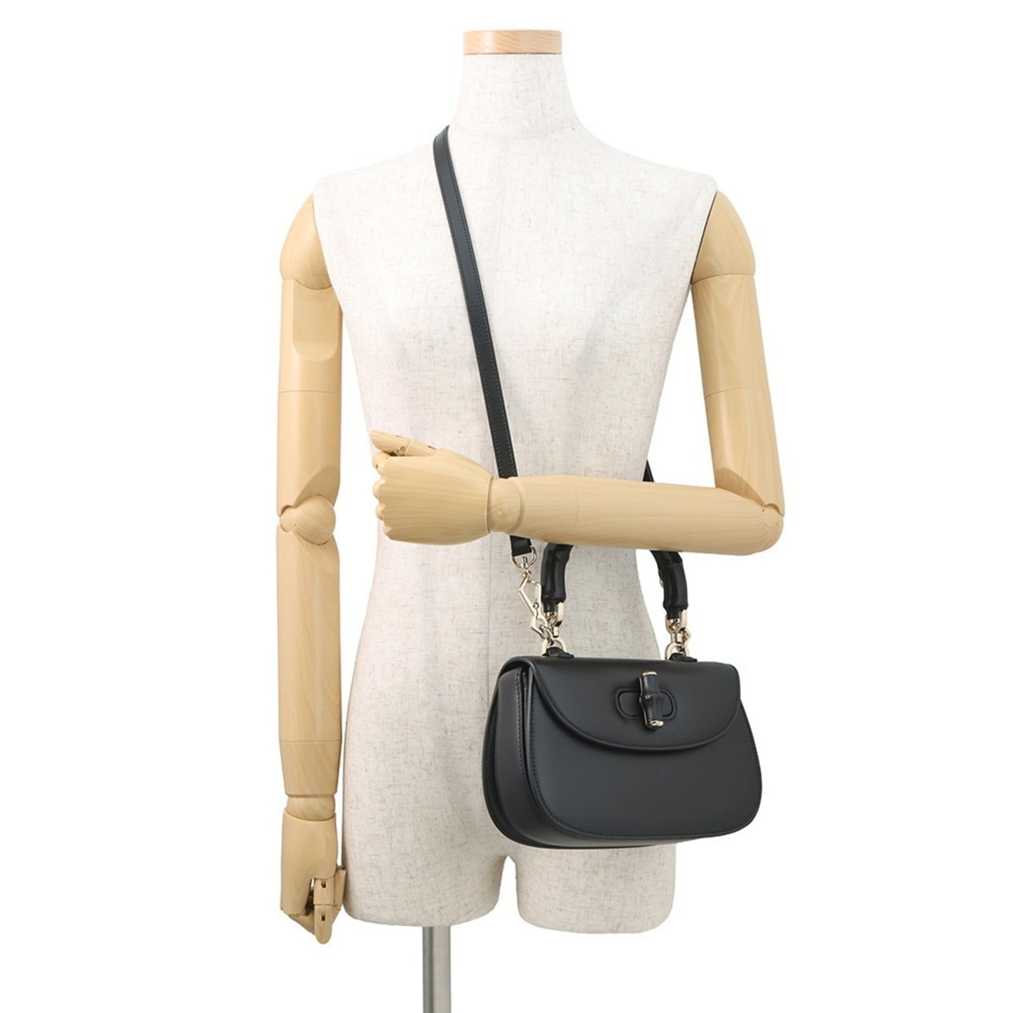 Gucci Black Leather Handbag Shoulder Bag ( )