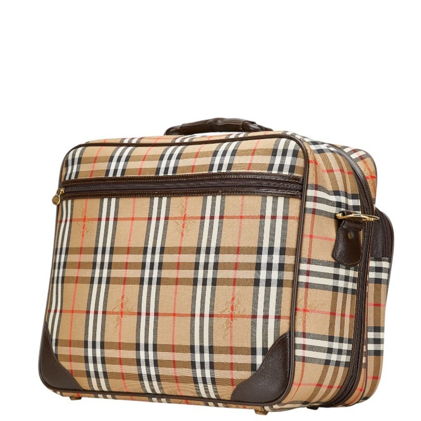 Burberry Beige Brown Canvas Leather Boston Bag Shoulder Bag ( )