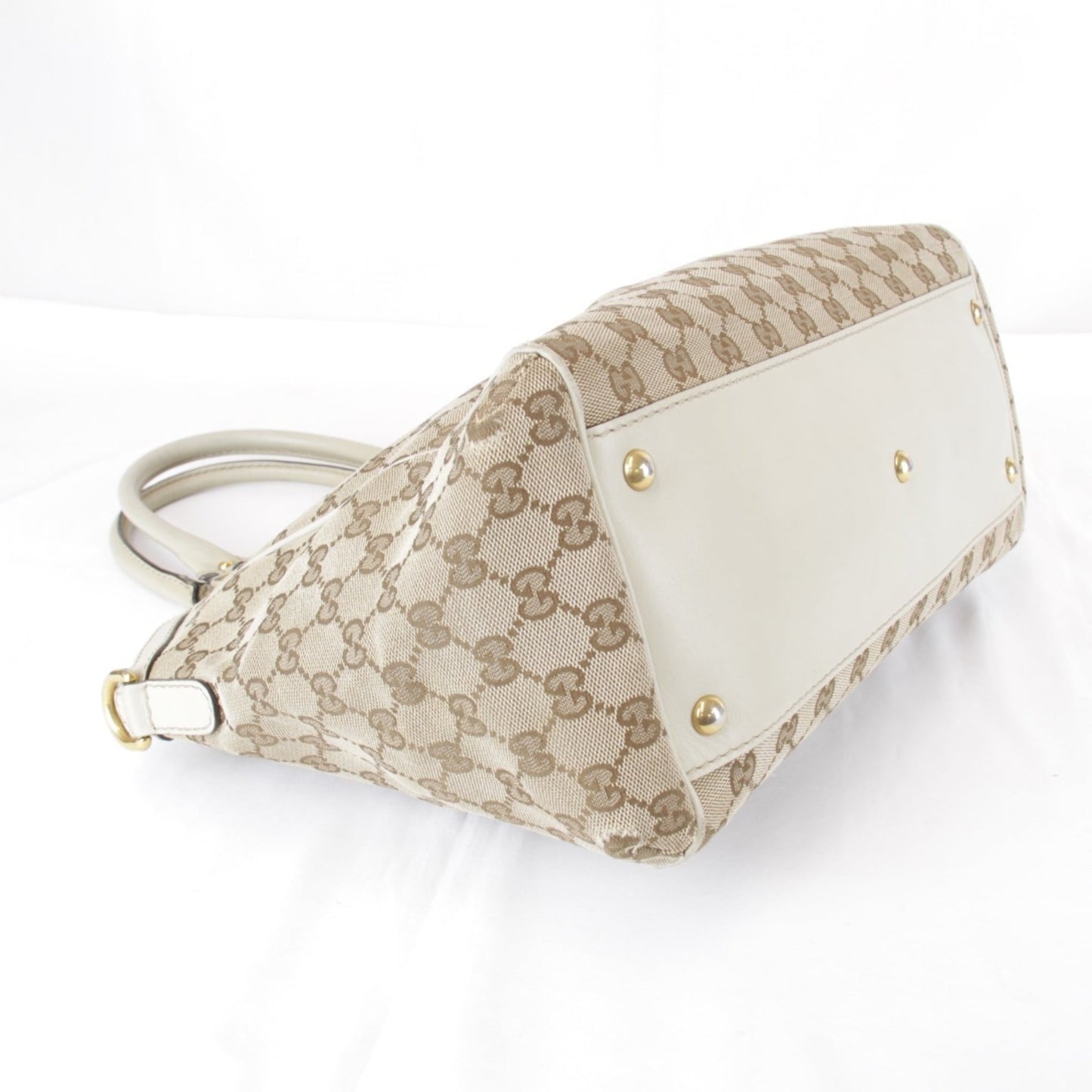 Gucci Gg Canvas Beige Gg Canvas Leather Handbag ( )