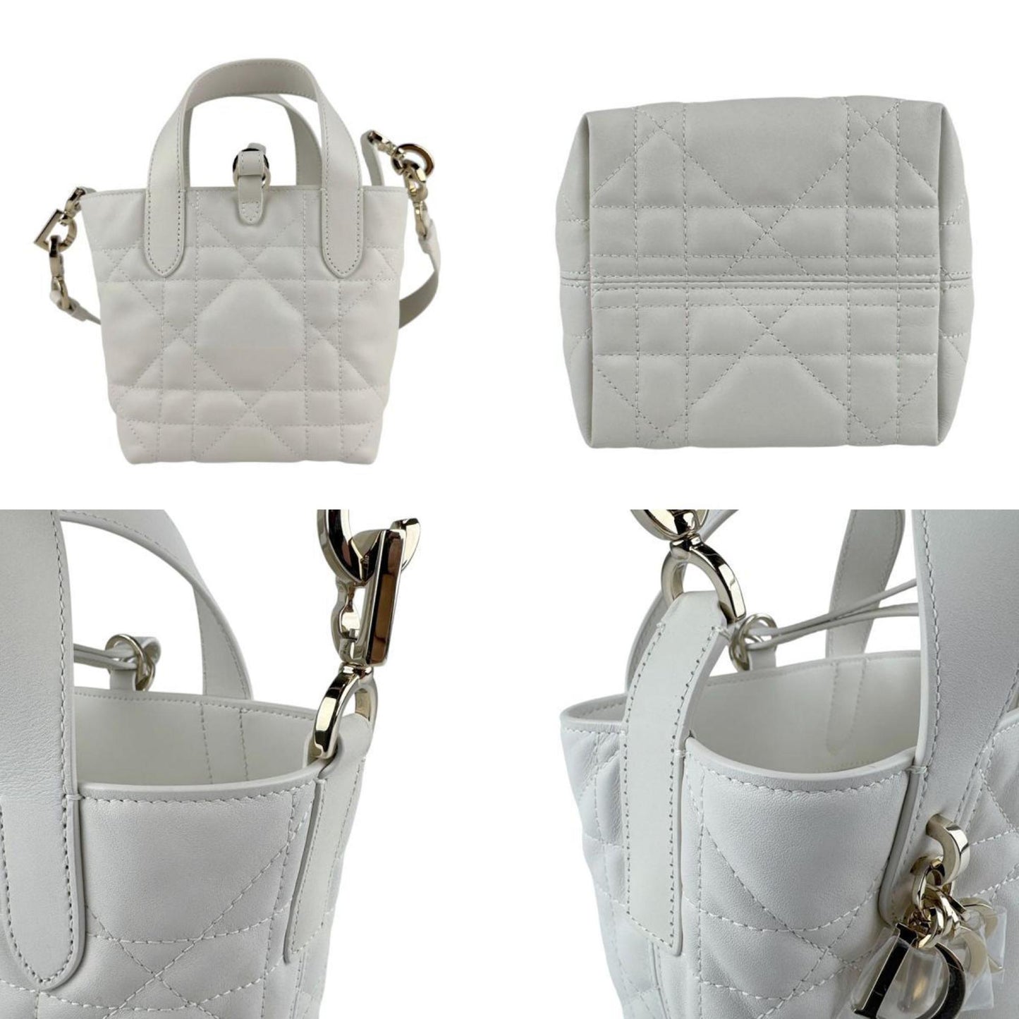 Christian Dior White Leather Handbag Shoulder Bag ()