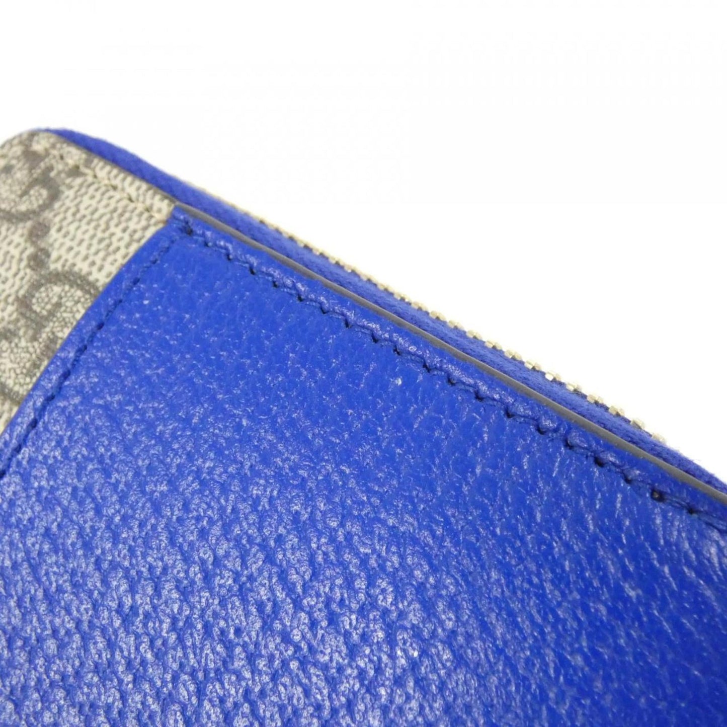 Gucci Beige Blue Gg Supreme Leather Long Wallet (Bi-Fold) ( )