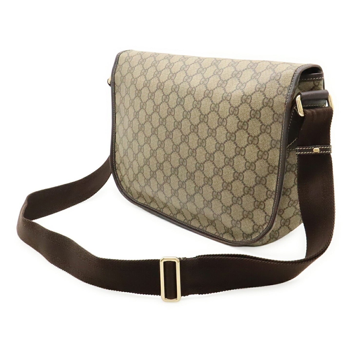 Gucci Beige Dark Brown Gg Supreme Leather Shoulder Bag ( )