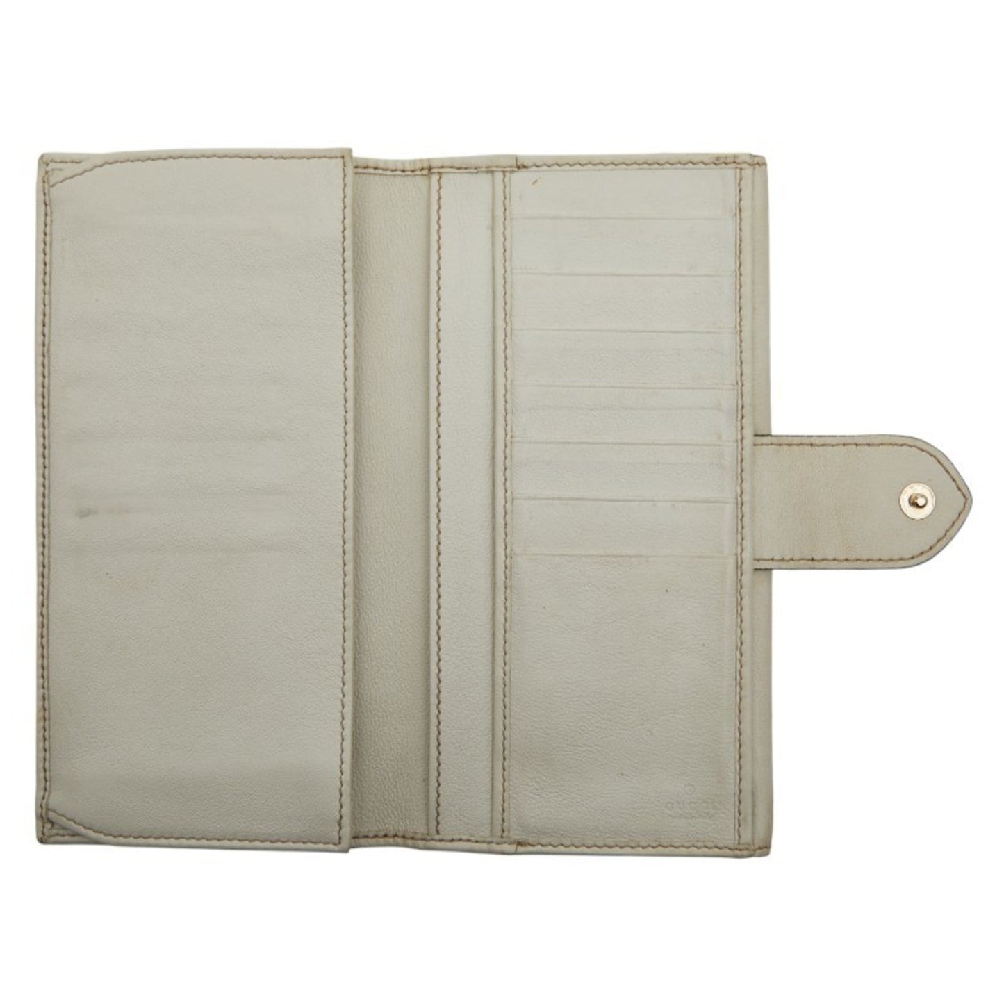 Gucci Beige White Canvas Leather Long Wallet (Bi-Fold) ( )