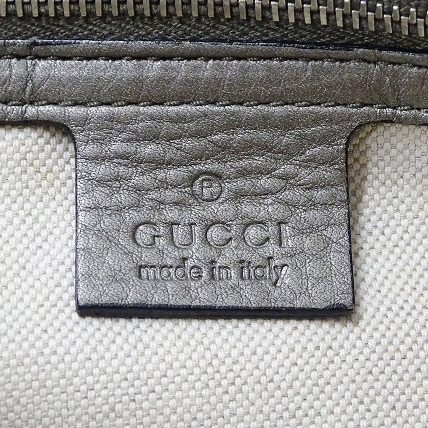 Gucci Bronze Metallic Gray Leather Shoulder Bag ( )