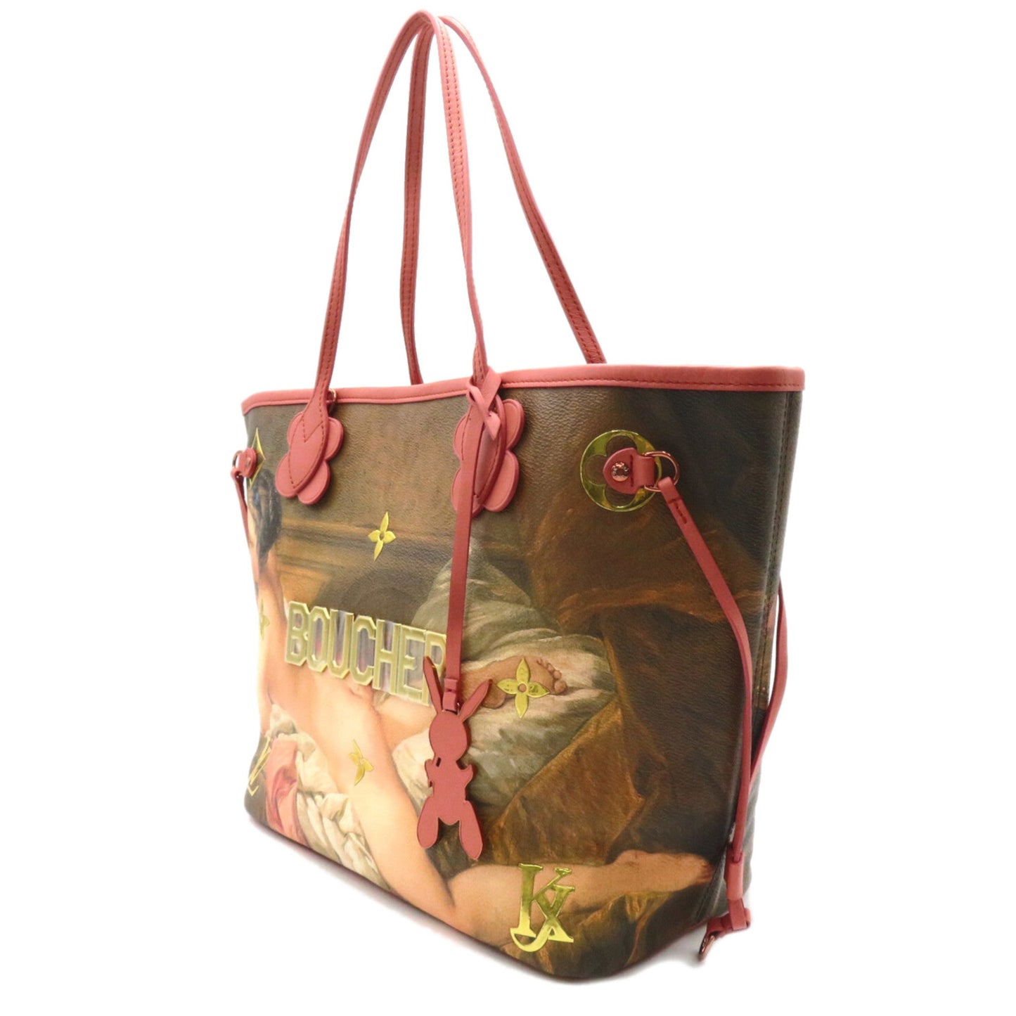LOUIS VUITTON Boucher Neverfull MM Pink Masters collection PVC coated canvas M43357