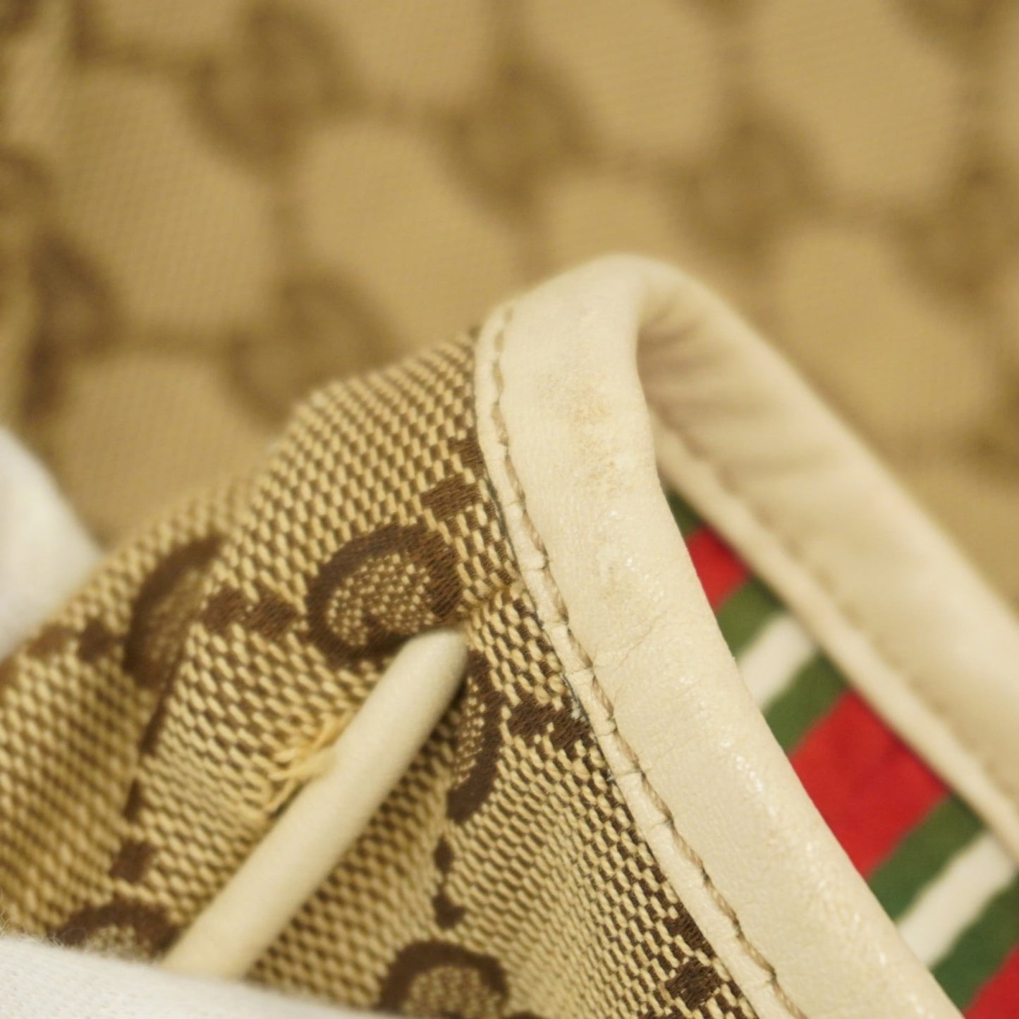 Gucci Beige Brown Canvas Tote Bag ( )