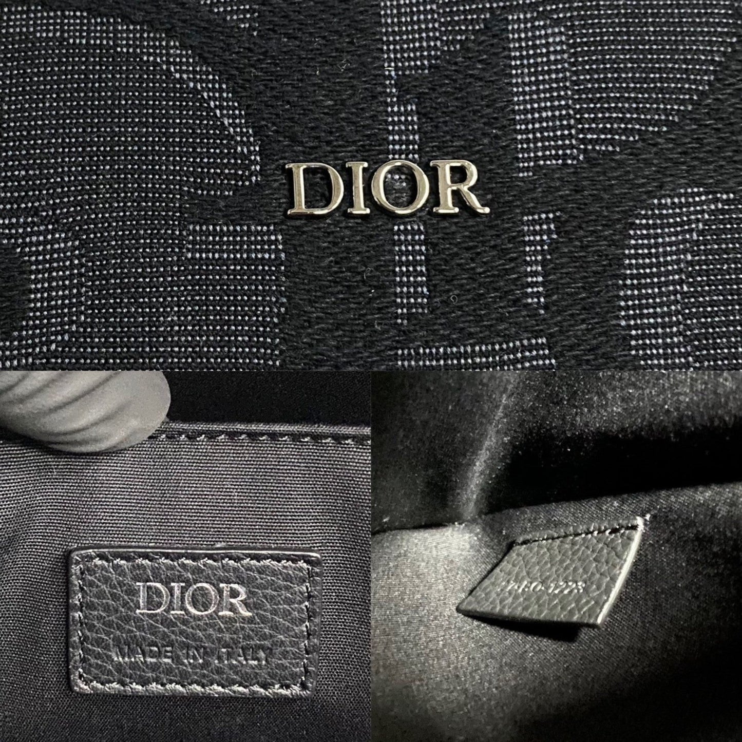Christian Dior Black Leather Canvas Tote Bag ()
