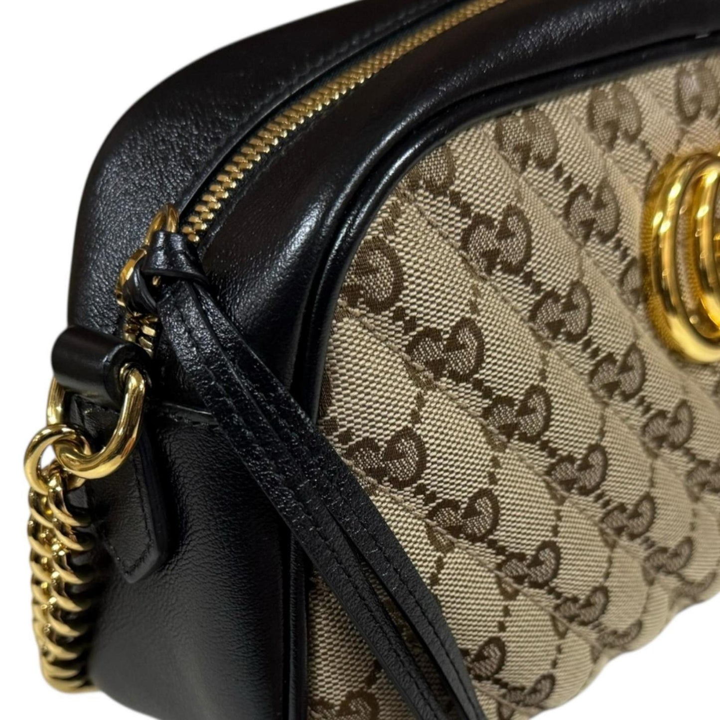 Gucci Black Brown Gg Canvas Shoulder Bag ( )