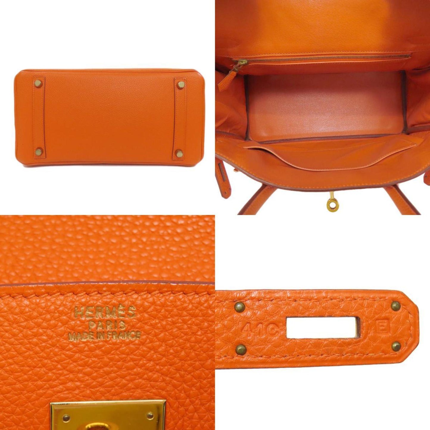 Hermes Orange Togo Leather Handbag ( )