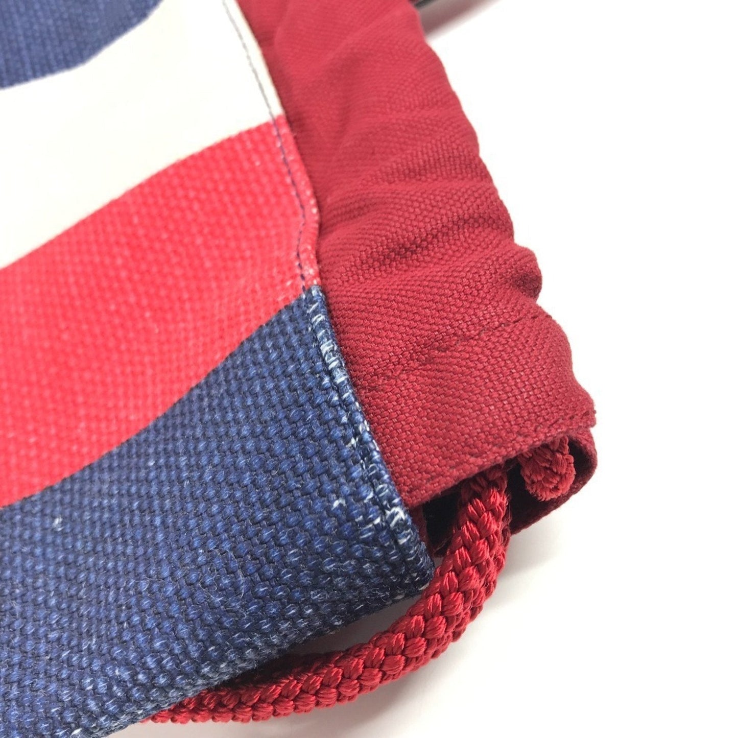 Gucci Navy Red Color White Leather Canvas Backpack Handbag Tote Bag ( )