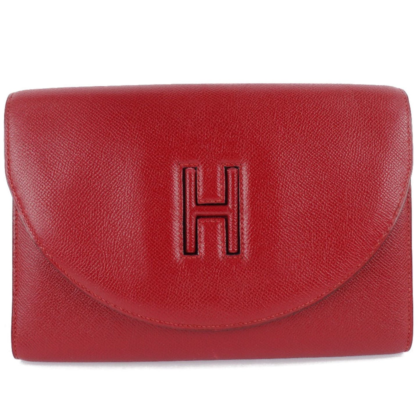 Hermes Red Color Rouge Vif Epsom Leather Clutch Bag ( )