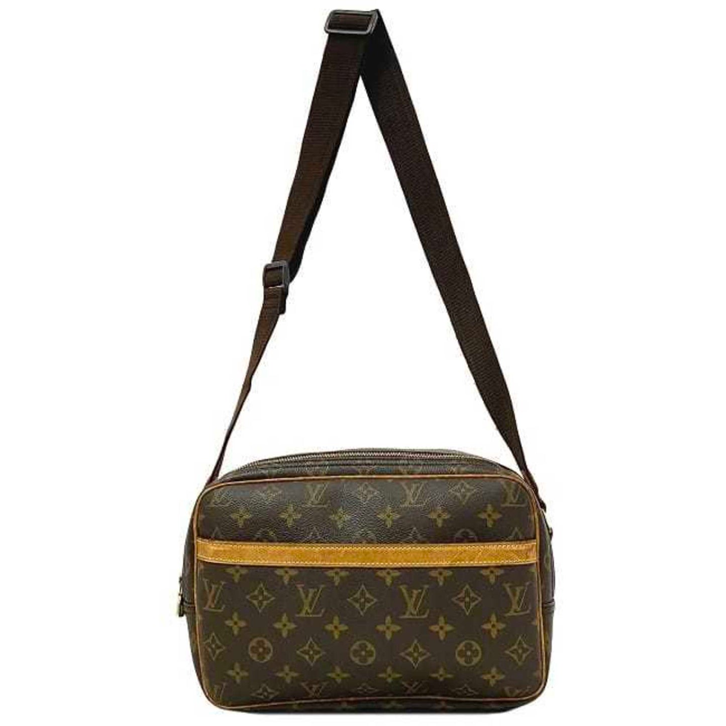 LOUIS VUITTON Shoulder Bag Reporter PM Brown Beige Gold Monogram Canvas Nume